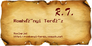 Romhányi Teréz névjegykártya